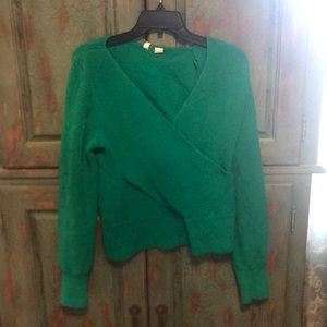 Kelly green cross front v-neck sweater